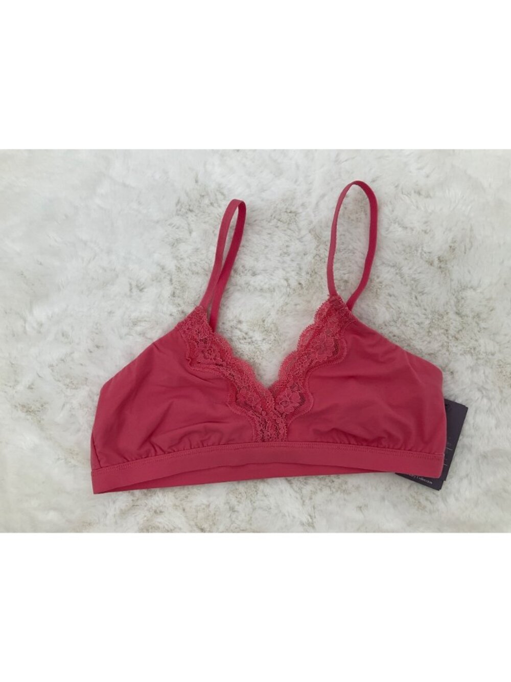 Auden size SMALL Unlined Luxe Stretch Triangle Bralette Coral NEW - Picture 3 of 4